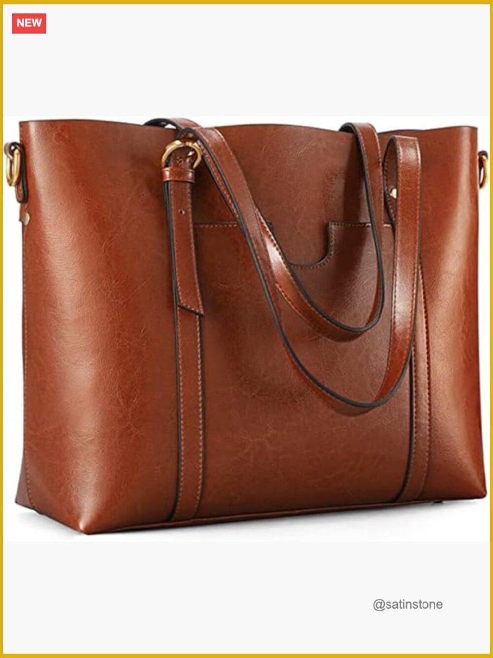 Genuine Leather Tote Bag with Adjustable Shoulder Strap Large Capacity